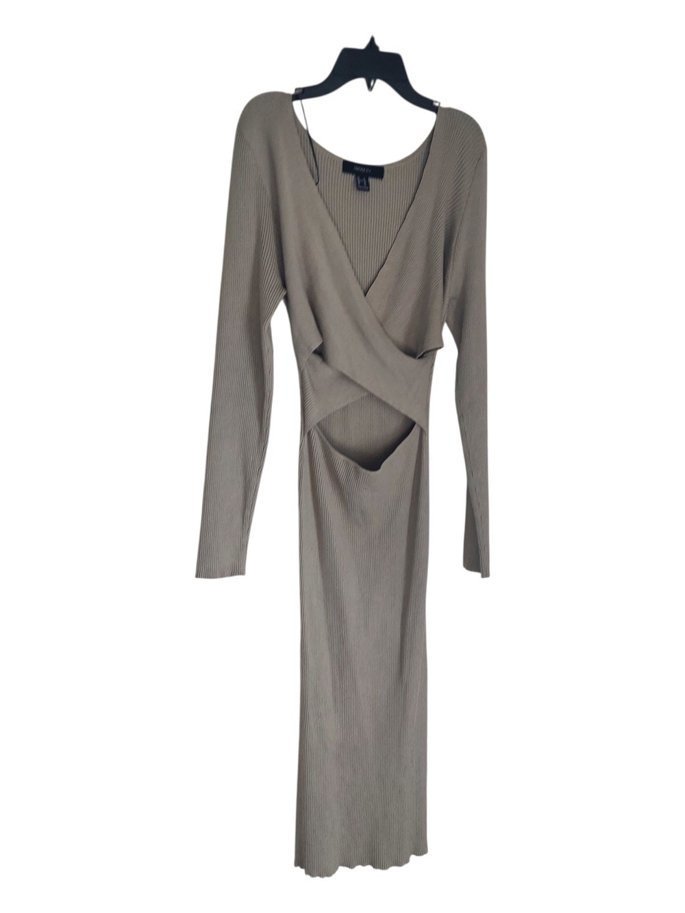 Ribbed Criss Cross Midi Dress - Olive